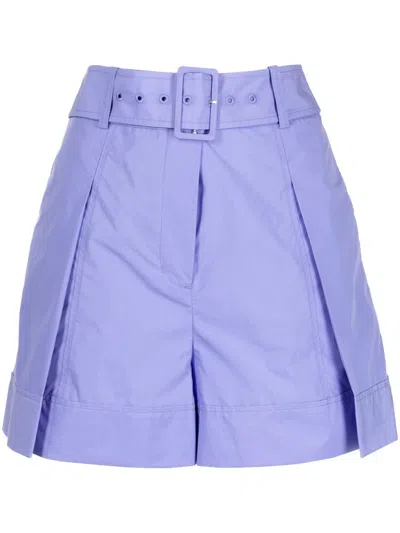 3.1 Phillip Lim Pleat-detailing Belted Shorts In Purple