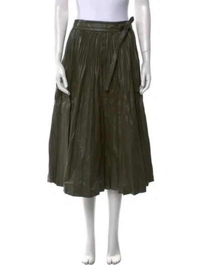 Pre-owned 3.1 Phillip Lim Pleated Accents Midi Length Skirt In Green