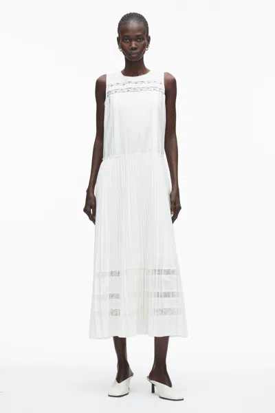 3.1 Phillip Lim Pleated A-line Dress With Lace Insert In White