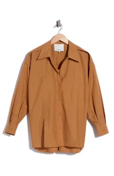 3.1 Phillip Lim Pleated Cotton Poplin Shirt In Brown