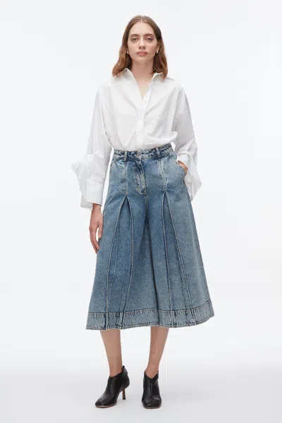 3.1 Phillip Lim Pleated Denim Culottes In Blue
