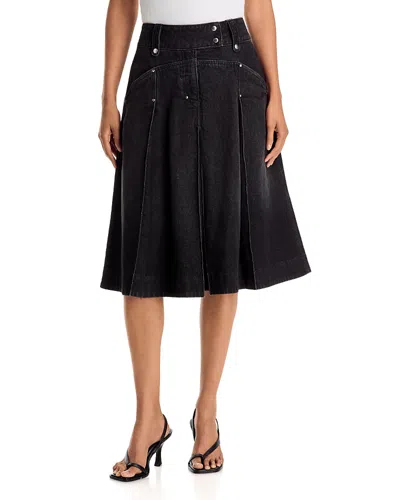 3.1 Phillip Lim Pleated Denim Midi Skirt In Multi