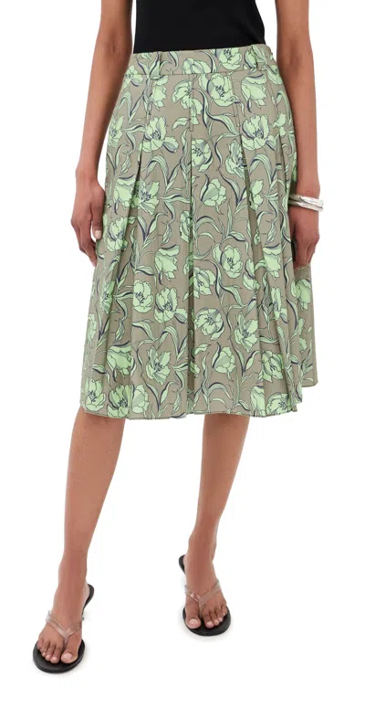 3.1 Phillip Lim Pleated Knee Length Skirt With Combo Sage Multi