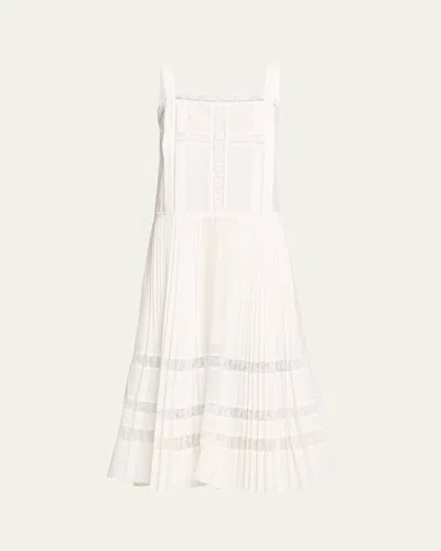 3.1 Phillip Lim Pleated Lace-inset Midi Dress In White