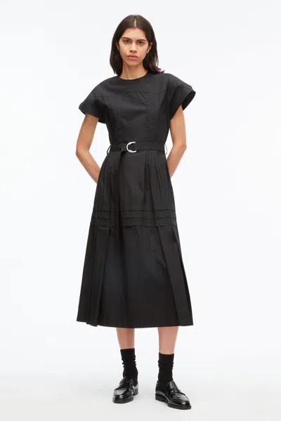 3.1 Phillip Lim Pleated Poplin Tulip Dress In Black