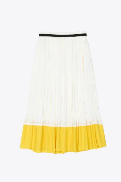3.1 Phillip Lim Pleated Satin Midi Skirt In White