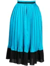 3.1 Phillip Lim Pleated Satin Midi Skirt In Blue