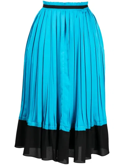3.1 Phillip Lim Pleated Satin Midi Skirt In Turquoise