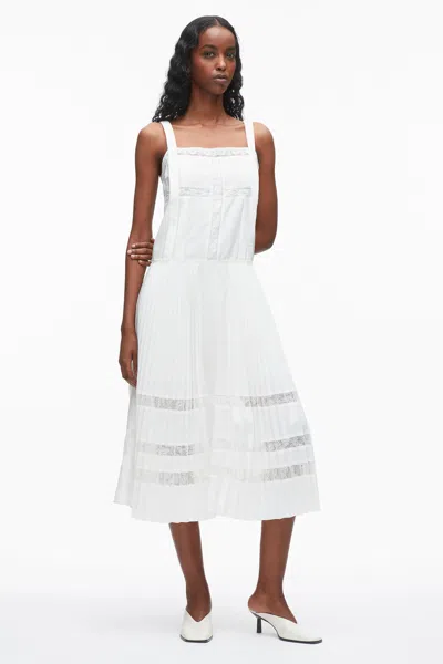 3.1 Phillip Lim Pleated Tank Dress With Lace Insert In White