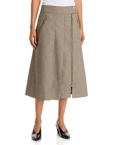 3.1 Phillip Lim Pleated Tweed Midi Skirt In Brown