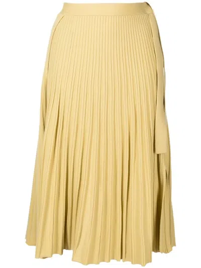 3.1 Phillip Lim Pleated Wool-blend Midi Skirt In Yellow