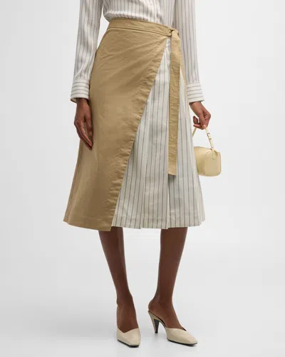 3.1 Phillip Lim Pleated Wrap Skirt In Khaki