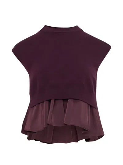 3.1 Phillip Lim Pleated-peplum Sweater In Purple