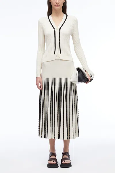 3.1 Phillip Lim Pointelle Rib Cardigan In White