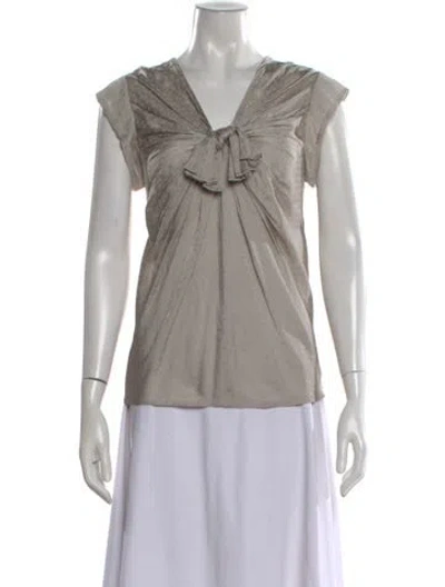 Pre-owned 3.1 Phillip Lim Polka Dot Print V-neck Blouse In Gray
