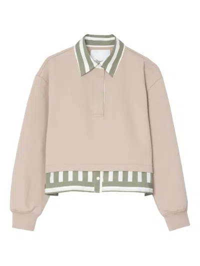 3.1 PHILLIP LIM POLO-NECK STRIPED-PANEL TOP