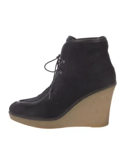 Pre-owned 3.1 Phillip Lim Ponyhair Leather Trim Embellishment Boots In Blue