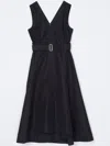 3.1 Phillip Lim Womens Black Sleeveless V-neck Belted Cotton-blend Midi Dress In Black