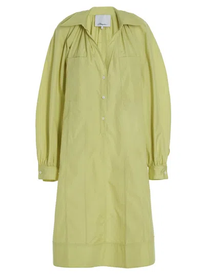 3.1 Phillip Lim Cotton Shirt Dress Cuffed Sleeves In Yellow