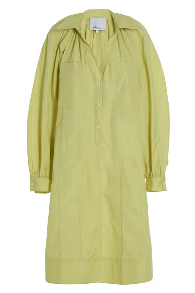 3.1 Phillip Lim Cotton Shirt Dress Cuffed Sleeves In Yellow