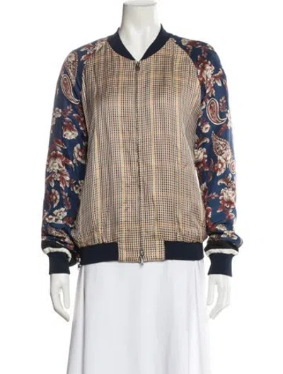 Pre-owned 3.1 Phillip Lim Printed Bomber Jacket In Blue