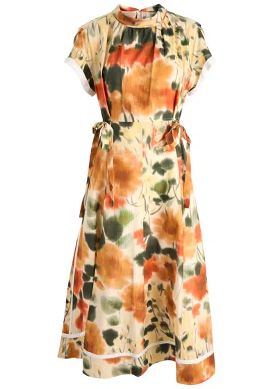 3.1 Phillip Lim Plissiertes Midikleid Aus Baumwollpopeline Mit Floralem Print In Multicoloured