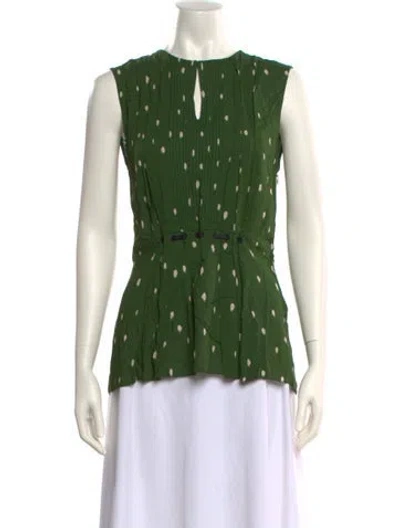 Pre-owned 3.1 Phillip Lim Printed Crew Neck Blouse In Green