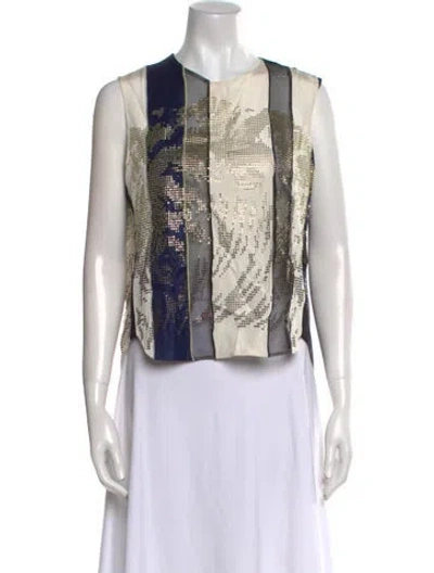 Pre-owned 3.1 Phillip Lim Printed Crew Neck Crop Top