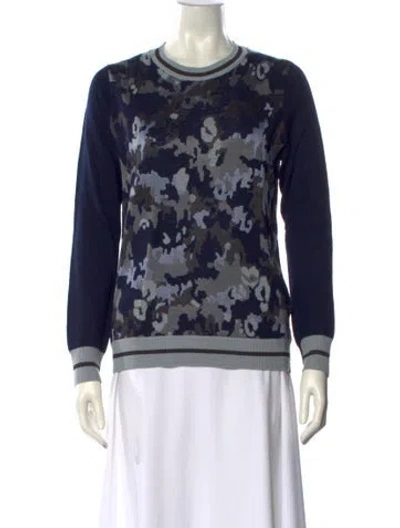 Pre-owned 3.1 Phillip Lim Printed Crew Neck Sweater In Blue