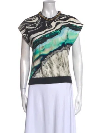 Pre-owned 3.1 Phillip Lim Printed Crew Neck Top In Black