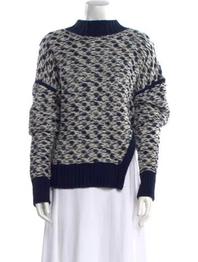 Pre-owned 3.1 Phillip Lim Printed Mock Neck Sweater In Blue