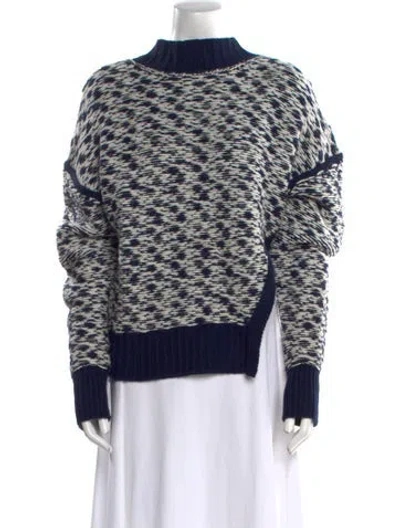 Pre-owned 3.1 Phillip Lim Printed Mock Neck Sweater In Blue