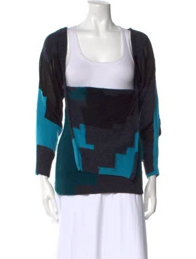 Pre-owned 3.1 Phillip Lim Printed Scoop Neck Sweater In Blue