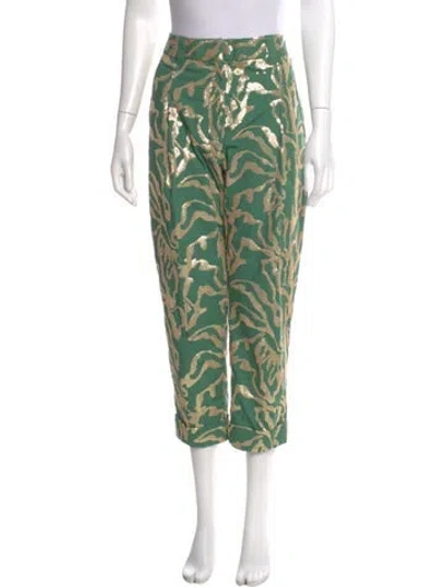 Pre-owned 3.1 Phillip Lim Printed Straight Leg Pants In Green