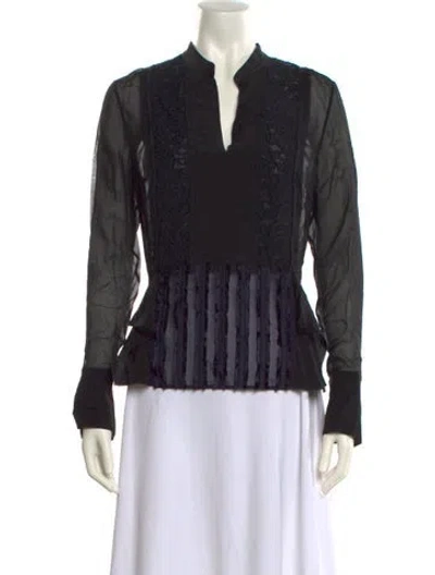 Pre-owned 3.1 Phillip Lim Printed V-neck Blouse In Black