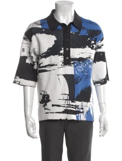 Pre-owned 3.1 Phillip Lim Printed V-neck Polo Shirt In Blue