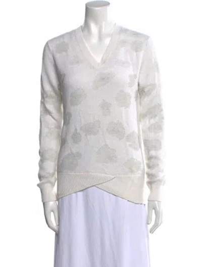 Pre-owned 3.1 Phillip Lim Printed V-neck Sweater In White