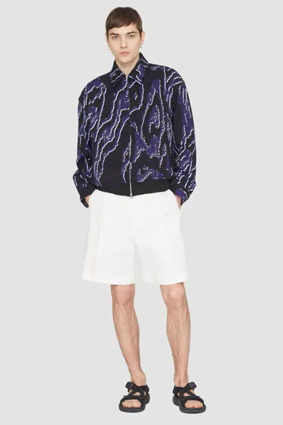 3.1 Phillip Lim Printed Zip-front Bowler Jacket In Midnight-white