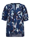 3.1 Phillip Lim Puff-sleeve Abstract-print Blouse In Blue