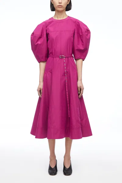 3.1 Phillip Lim Puff Sleeve Belted Godet Midi Dress In Purple