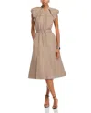3.1 Phillip Lim Puff-sleeve Belted Midi Dress In Stone Grey