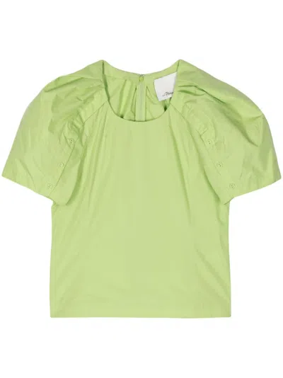 3.1 Phillip Lim Puff-sleeve Button-detail Top In Ki310 Kiwi