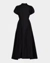 3.1 Phillip Lim Puff Sleeve Flared Midi Dress In Black