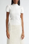 3.1 Phillip Lim Compact Rib Tulip Top In Ivory