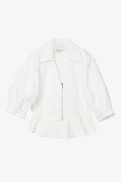 3.1 Phillip Lim Puff Sleeve Zip Top In White