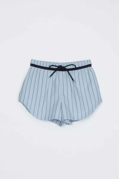 3.1 Phillip Lim Pull-on Pinstripe Shorts With Curved Hem In Blue