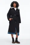 3.1 Phillip Lim Recycled Wool Dbl Collar Belted Coat In Black