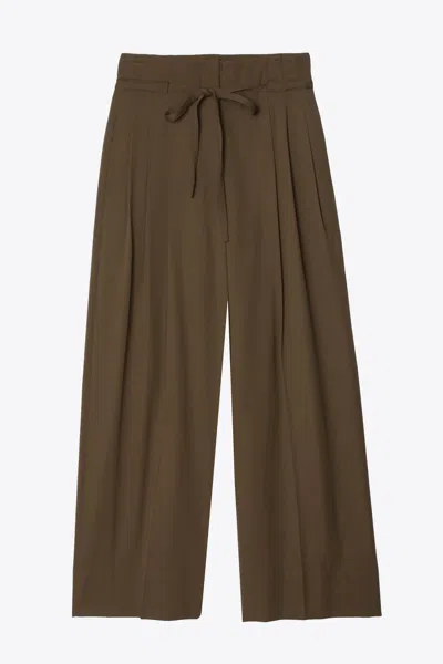 3.1 Phillip Lim Relaxed Wool High Waist Wide-leg Crop Pant In Brown