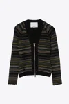 3.1 Phillip Lim Reversible Stripe Long Sleeve Zip Cardigan In Black
