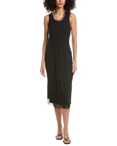 3.1 Phillip Lim Lace-trimmed Crepe And Ribbed Jersey Midi Dress In Black